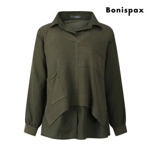 보니스팍스 니트 레이어드 셔츠 블라우스 XPBSH002M0
