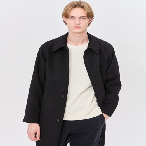 헤지스 남성 블랙 울캐시미어혼방 발마칸 코트_WHCO4D504BK