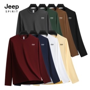 JEEP 스피릿 남성용 심플 베이직 라운드넥 이너웨어 긴팔 티셔츠 QZ-S5010