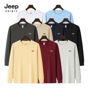 JEEP 스피릿 남녀공용 봄가을용 순면 라운드넥 기팔 스웨트셔츠 QZ-S5303