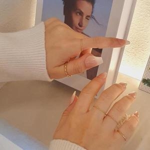 셀러허브  여자 금색 스몰 미니멀리즘 실버 코디 반지 S10414464