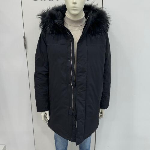 지오지아 남성 라쿤퍼 롱 다운 패딩 사파리_ABF4FP1101