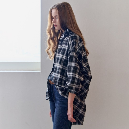 마쟈 백 레이어드 루즈핏 체크 셔츠 ZE11QB006NH