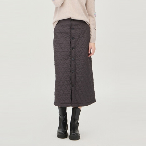 베네통 Online Exclusive 퀼팅 버튼 스커트_BASKE1561GR