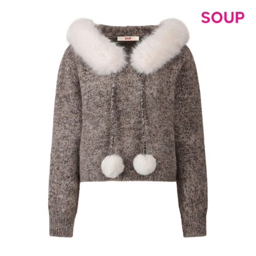 스위트숲 후드퍼 방울 포인트 니트 S5BLK06