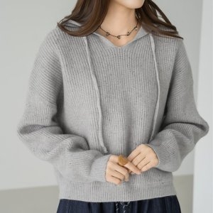 마담4060 엄마옷 모던베이직 쿠앤크믹스니트후드티-QKN2511015