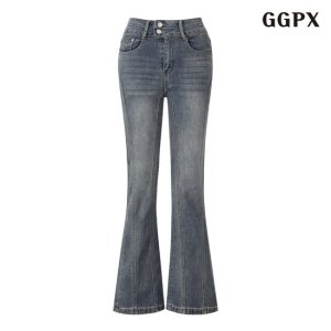 GGPX 투버튼 슬림핏 힙 패드 블랙 데님 롱 팬츠 GPDTA007D