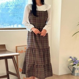 아이우먼 체크리본끈캉캉원피스 YPV657M511 빅사이즈