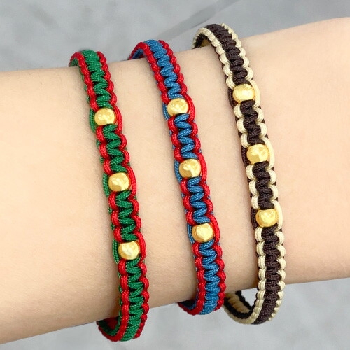 혼골드모아 골드모아 순금 [조이] 양면 컬러 매듭 팔찌_3종 0.3g