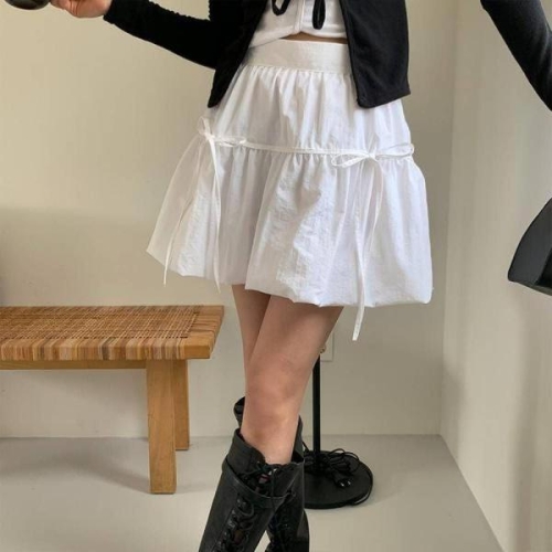 사틴 여성 리본 스커트 a라인스커트 더봄 청치마 WFKKO77