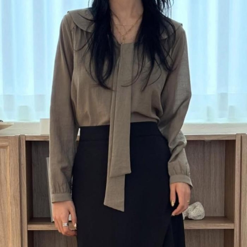 아이우먼 라운드카라끈블라우스 YPV673M511 빅사이즈