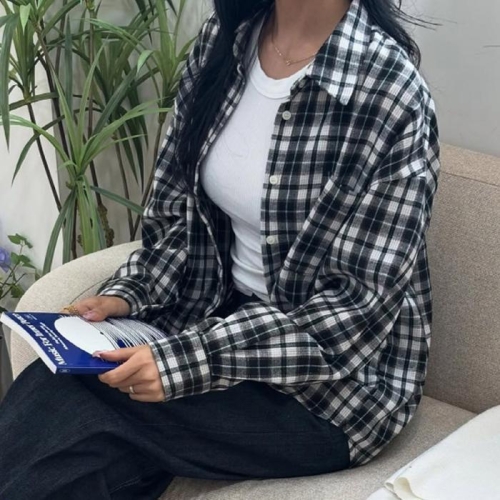 아이우먼 기본빅체크여신남방 YPV681M511 빅사이즈