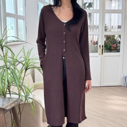 아이우먼 무지버튼니트롱가디건 YPV674M511 빅사이즈