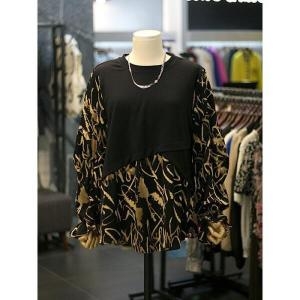 르니앤맥코이 세이브존03 배색 포인트 프린팅 티 블라우스 AGMM11BL008HJX