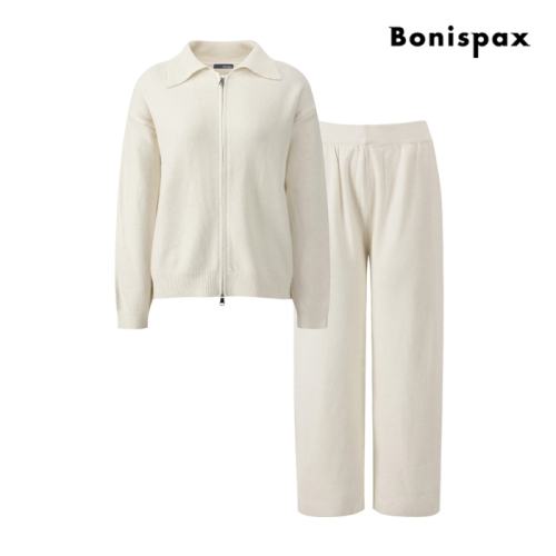 보니스팍스 카라 집업 가디건 와이드 팬츠 니트 셋업 XPBST007M0