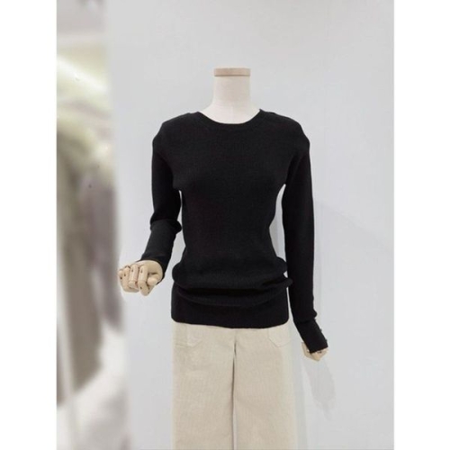 스위트숲 소매 비죠 포인트 라운드넥 골지 니트 SB9LK9035600512