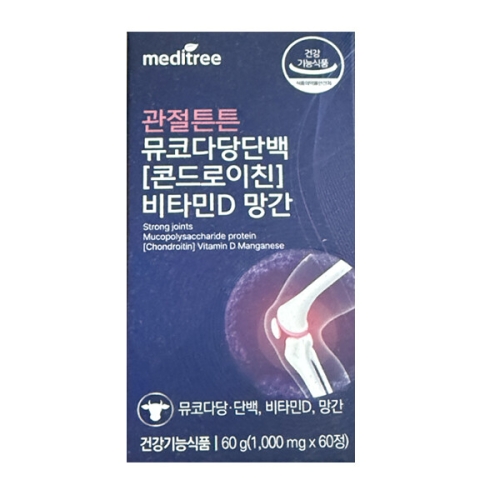 메디트리 관절튼튼 뮤코다당단백 콘드로이친 비타민D 망간 1000mg 60정