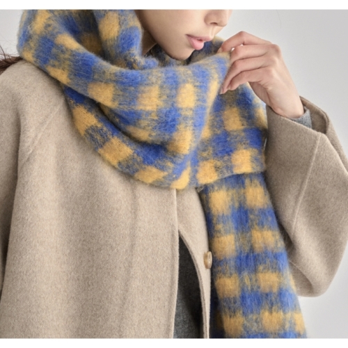 나무그림 더 더 여성 사각 체크 배색 롱 머플러 NCOBSC013 롱체크RMF