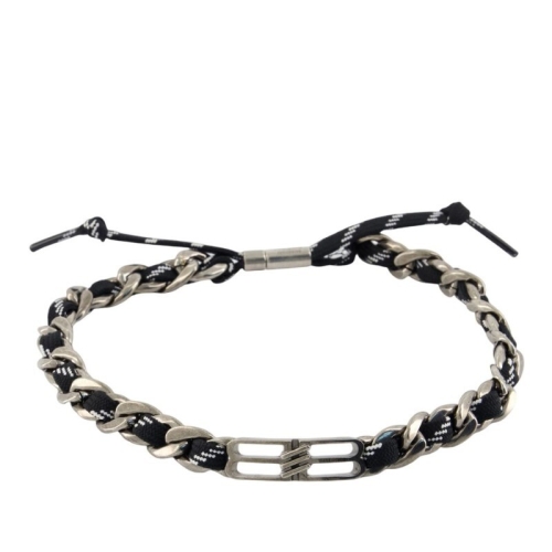 발렌시아가  아이콘 레이스 체인 목걸이 836423 TZBPI 1766 BLACK WHITE ANT SILV