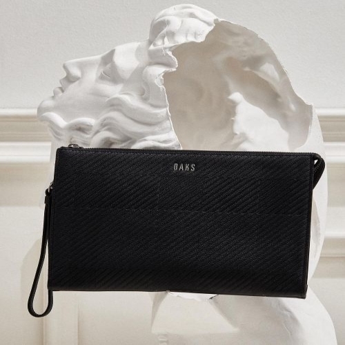 닥스 블랙 하우스 체크 소가죽 클러치_DBBA6E306BK