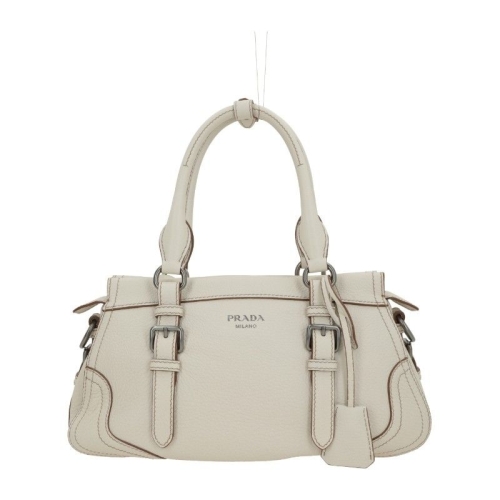 프라다 베이지 가죽 엠보스드 로고 토트백 1BG604VOOO 2HIKF0K7