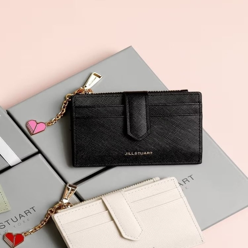 질스튜어트 여성 블랙 쁘띠 참장식 소가죽 카드지갑 JAWA6E411BK