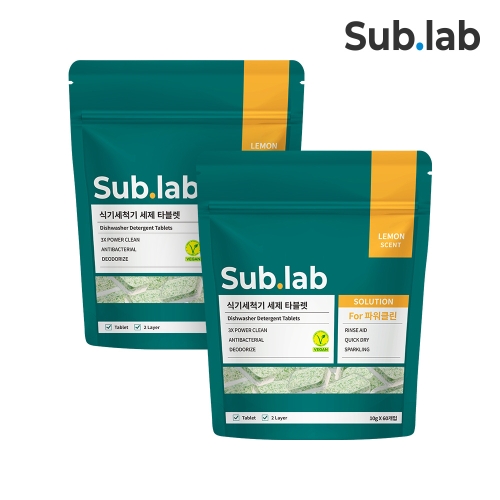 자우버 서브랩 식기세척기 세제 타블렛 60개입