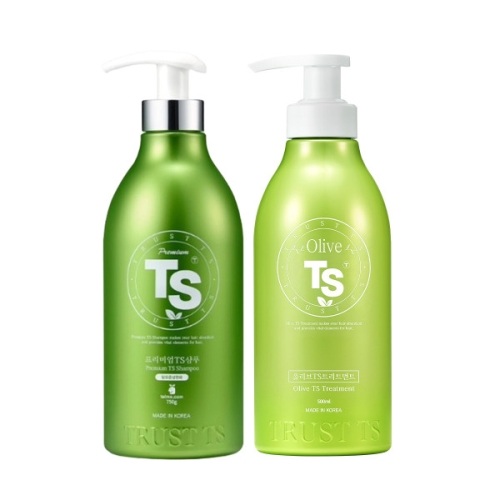 프리미엄 TS 샴푸 500g+올리브 TS 트리트먼트 500ml 2종세트
