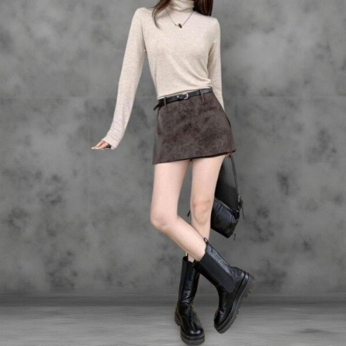 기타 패플 다잇템다잇템 여성 세무 소프트 혁대 트임 치마바지_23661187