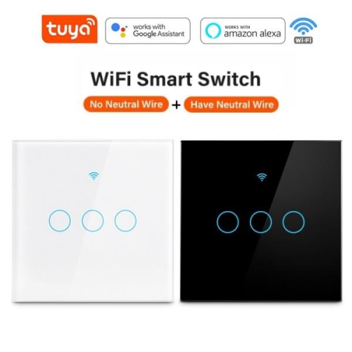 스마트 Tuya WiFi 터치 스위치 조명 없음 중립 와이어 유리 벽 EU 110V-220V On Off 1/2/3/4 갱 For..