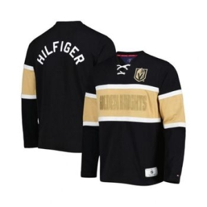 타미힐피거 맨즈 블랙 Vegas 골든 Knights Walter 레이스업 롱 슬리브 탑 18086660 330927