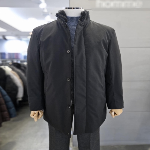 바쏘 남성 블랙 밍크 에리FUR 구스다운 코트 점퍼 WSARZ4UA55A