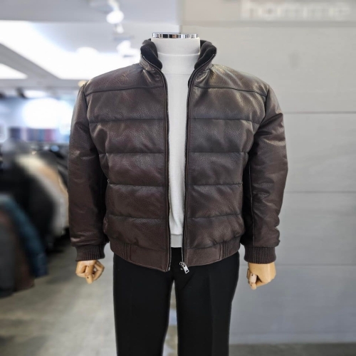 바쏘 남자 천연 시어링 가죽 밍크에리 구스다운 점퍼 WSARZ4UB12A