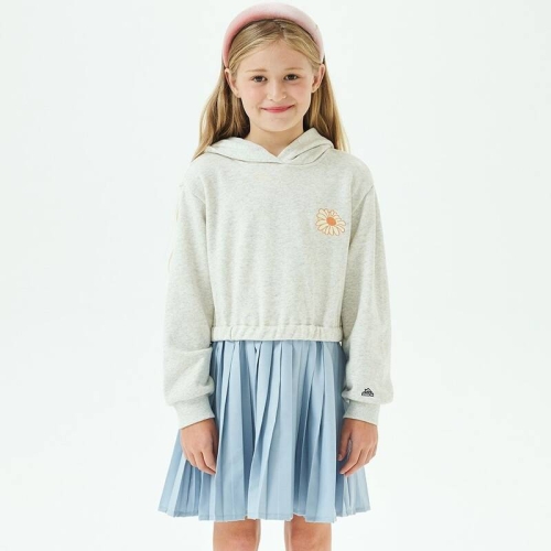 LEE  키즈 스웨트 플리츠 믹스 레귤러핏 원피스 오트밀 LK2403OP73OT