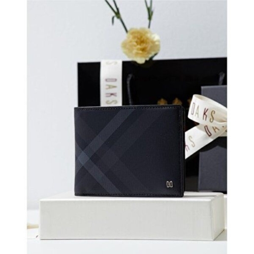 닥스 남성 타탄 체크 블랙 가죽 반지갑 DBWA6E946BK