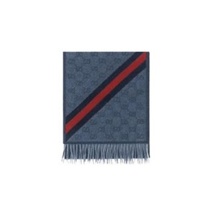 구찌 GG 뉴 니키 웹 울 머플러 미드나잇 블루 570603-3G200-4068