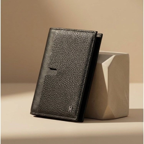 헤지스 남성 블랙 소가죽 중지갑 HJWA6E060BK