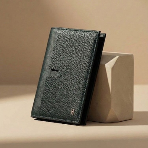 헤지스 남성 그린 소가죽 중지갑 HJWA6E061E3