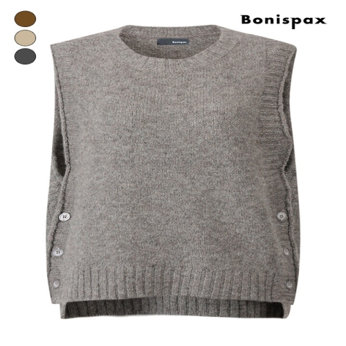 보니스팍스 여성의류 옆트임 단추 니트 베스트 XPBVT006M0