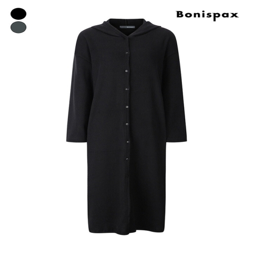 보니스팍스 맥시 버튼업 후드 기모 원피스 XPBOP005M0