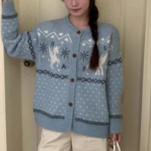 아이우먼 눈꽃유니콘가디건니트 YYV769M512 빅사이즈