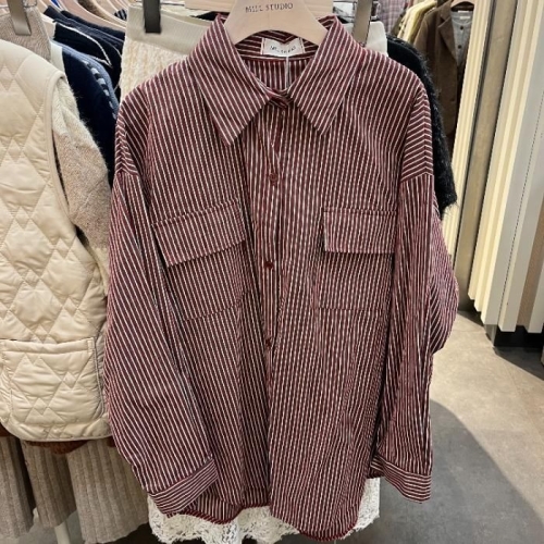 밀스튜디오 HC06 스트라이프 남방 오버핏 스트라이프 겨울 남방 LRCBLS107WIO S43572505