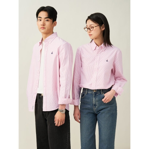 빈폴 남녀공용 옥스퍼드 스트라이프 셔츠 레드_BC5164E016
