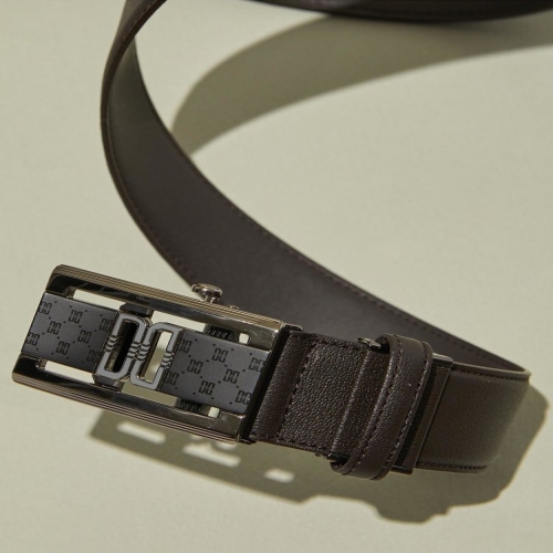 닥스 남성 다크 브라운 DD장식 무광버클 소가죽 자동벨트 DBBE6E763W3