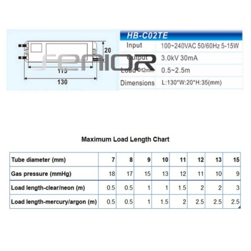 네온  전자 변압기 안정기 전원 공급 장치 입력 100-240VAC 50Hz 60Hz 출력 3KV 30mA 부하 0.5-2.5m ..