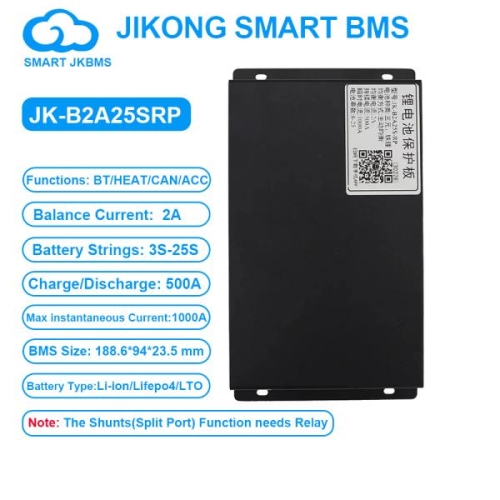 스마트  JIKONG JK BMS B2A25SRP 3S25S, BT 열 포함 CAN ACC 2A LiFePo4 리튬 이온 LTO 배..