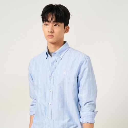 빈폴 멘 FW25옥스퍼드 변형 스트라이프 셔츠 스카이 블루 BC5764C01QLL