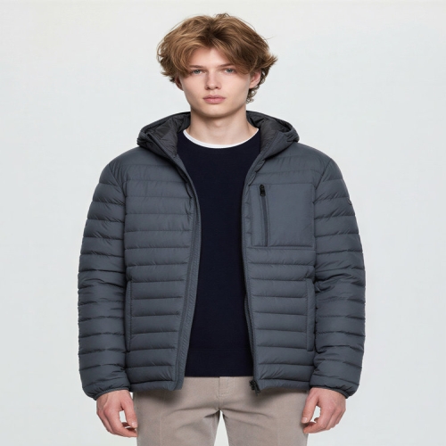 헤지스 남성 차콜 경량 후드 다운_HZJU5D492CG