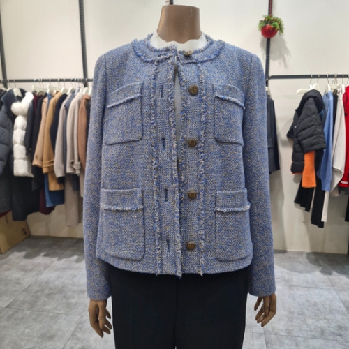 더아이잗 여성 울 블렌드 프린지 트위드 재킷 IRAA0JK091