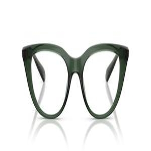 스와로브스키 여성용 Sk2052 캣아이 처방 안경 프레임, 투명 그린/데모 렌즈